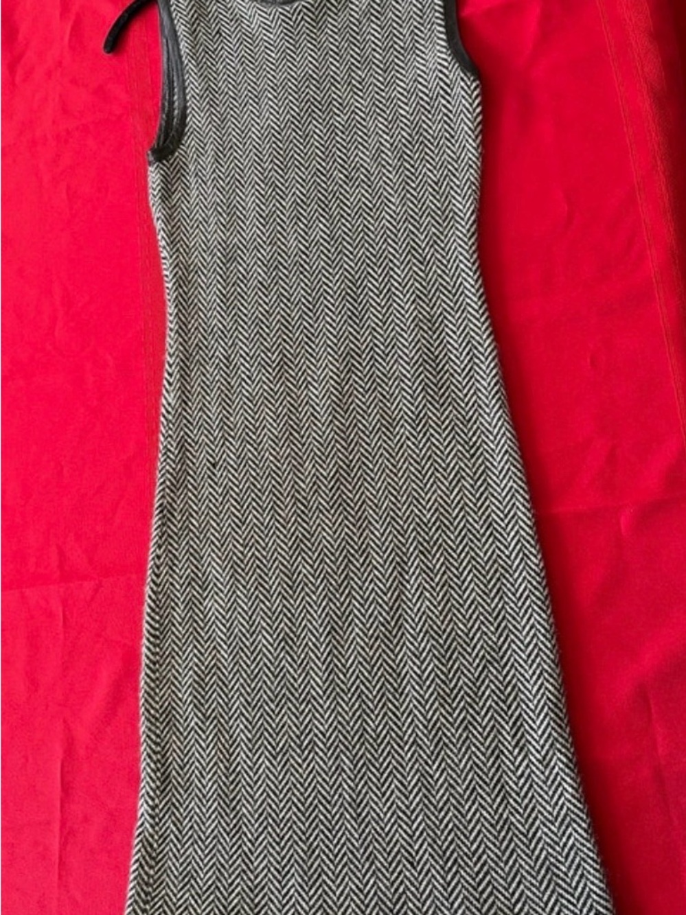 Ralph Lauren Black and White Herringbone Sleeveless Knit Dress